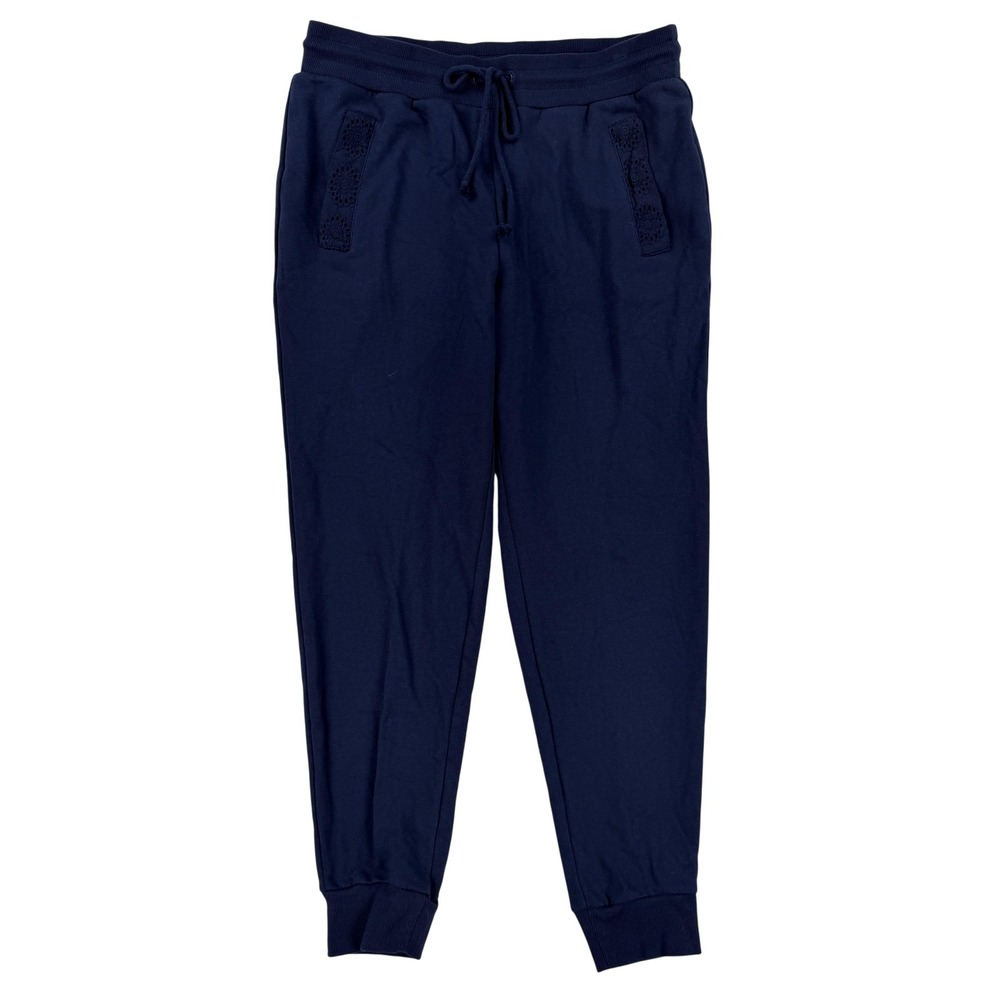 Charter Club Pants Womens PM Blue French Terry Joggers Eyelet Pockets Lounge NWT